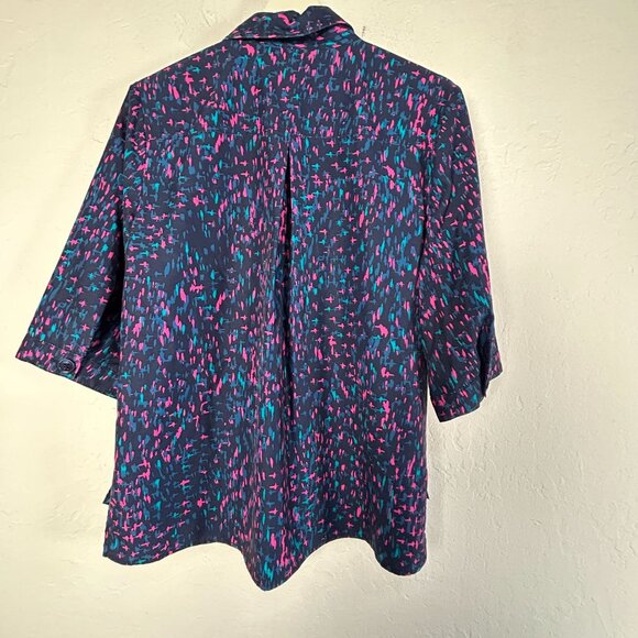 Chico's Womens Multicolor Abstract Print Button-Down 3/4 Sleeve Shirt Top Size 1 - Picture 2 of 8